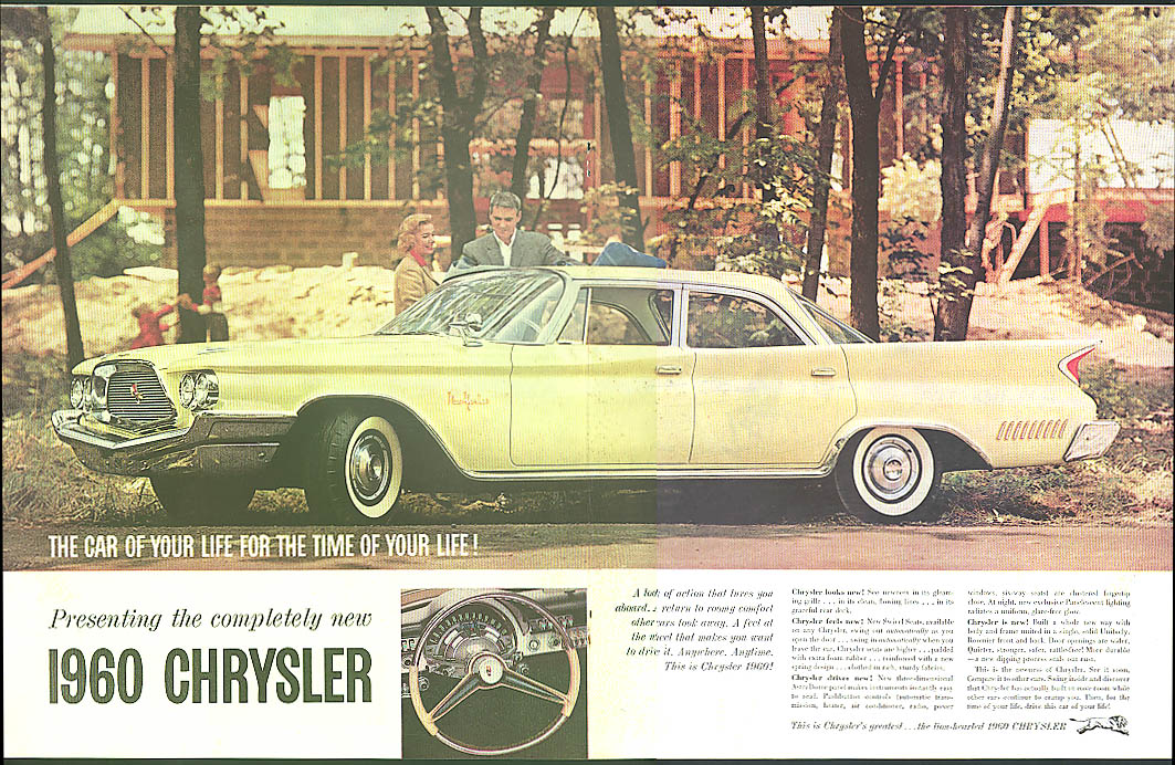 The car for the time of your life! Chrysler New Yorker 4-door sedan ad 1960