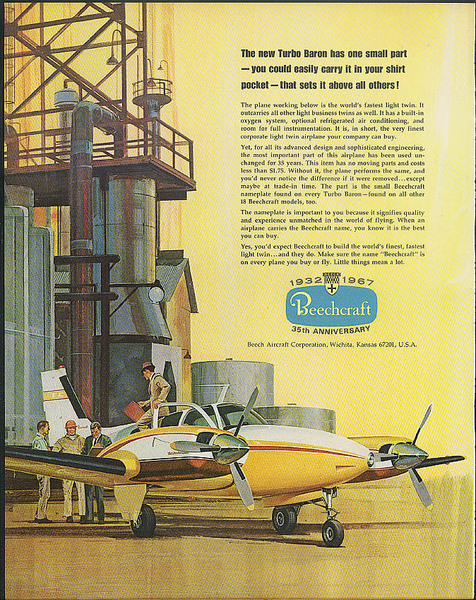 New Turbo Baron has one part that sets it apart Beechcraft ad 1967