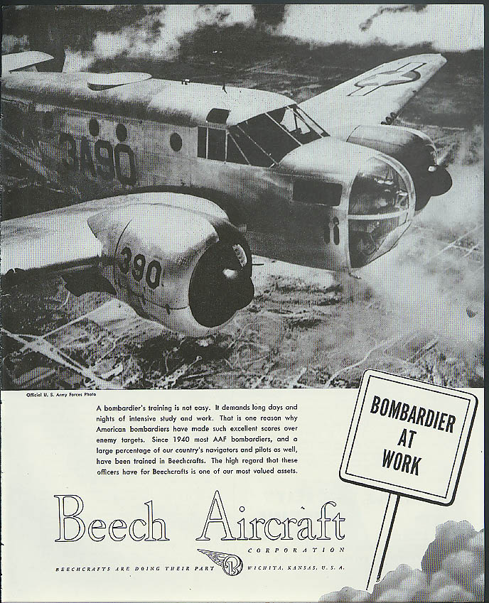 Bombardier at Work - USAAF Beech Trainer ad 1945