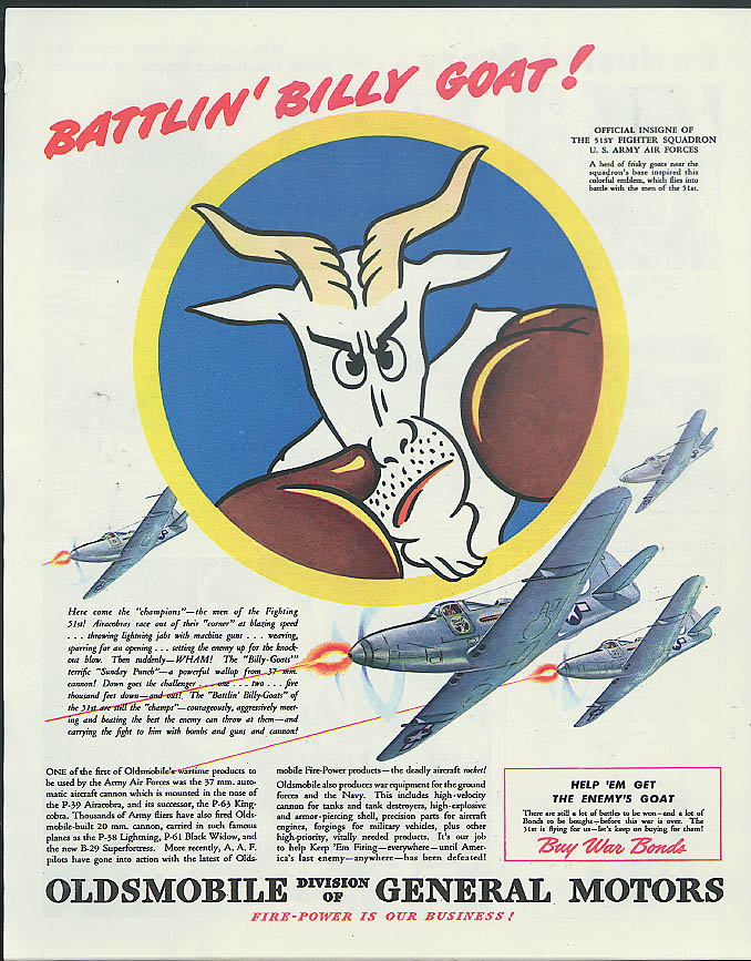 Battlin Billy Goat 51st USAAF Fighter Squadron P-39 Airacobra ...