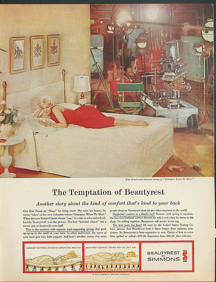 The Temptation - Kim Novak for Simmons Beautyrest Mattress ad 1960