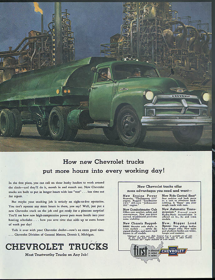 How Chevrolet Trucks put more into every working day ad 1954 gasoline ...