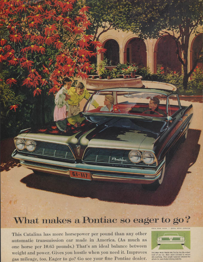 What makes a Pontiac Catalina 4-door hardtop so eager to go? Ad 1961 L