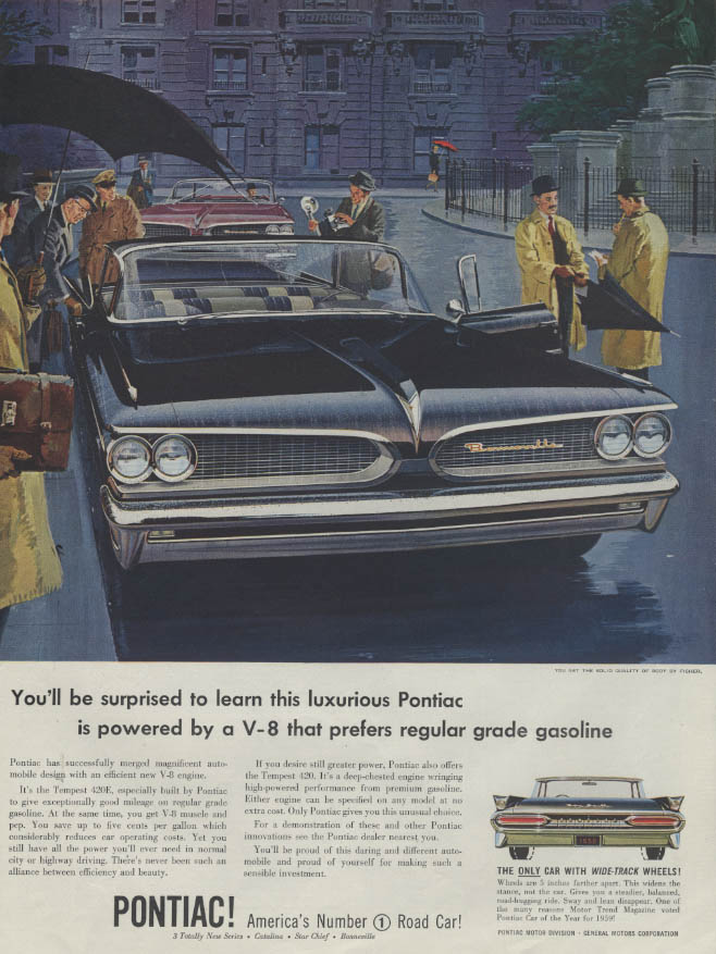 Powered by a V-8 that prefers regular Pontiac Bonneville 2-door HT ad ...