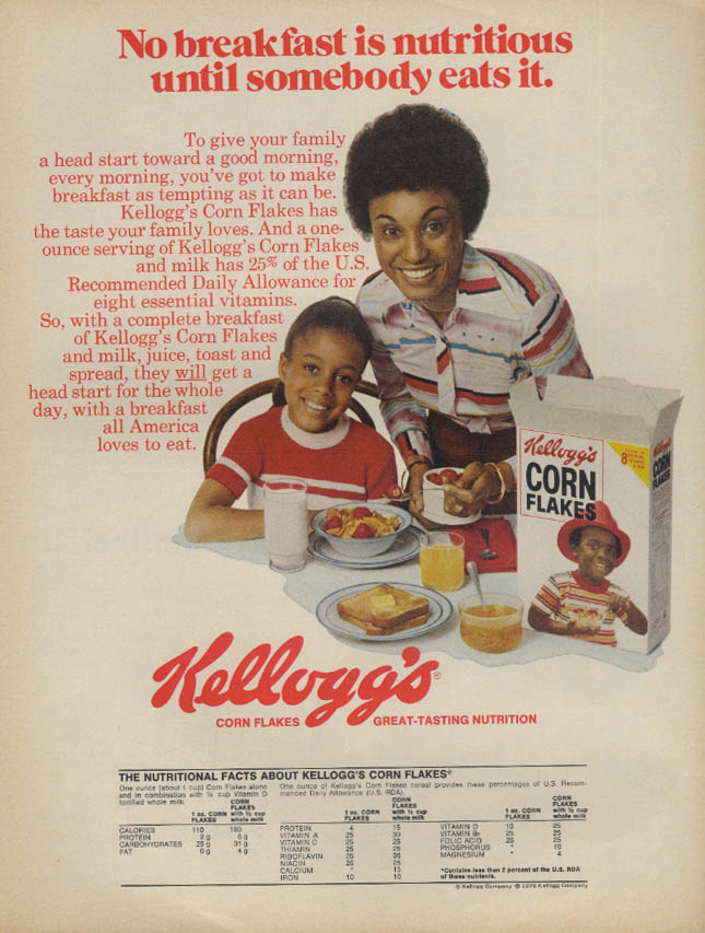 No breakfast nutritious til someone eats it Kellogg's Corn Flakes ad ...