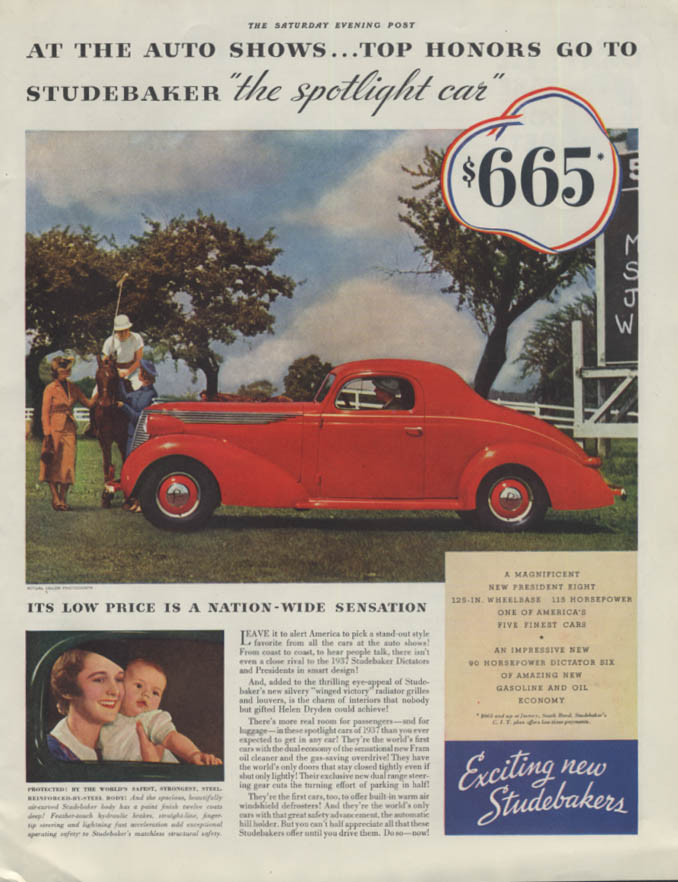 Top Honors go to Studebaker Business Coupe The Spotlight Car ad 1937 P