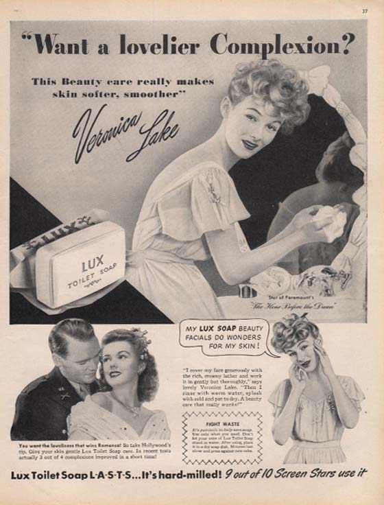 Veronica Lake in The Hour Before Dawn for Lux Toilet Soap ad 1944 McC