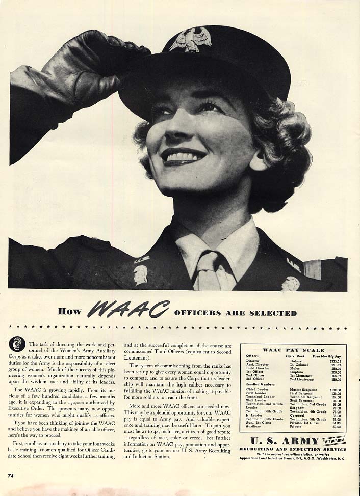 How WAAC Officers are Selected US Army Women's Army Auxiliary Corps ad ...