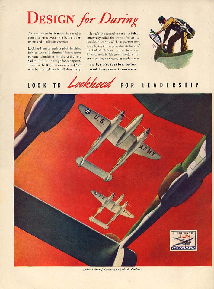 Design for Daring - Lockheed P-38 Lightning ad 1942 L