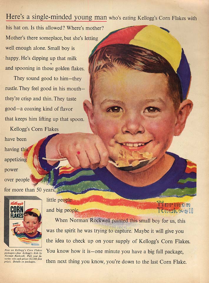 A single-minded young man for Kellogg's Corn Flakes ad 1954 Norman ...