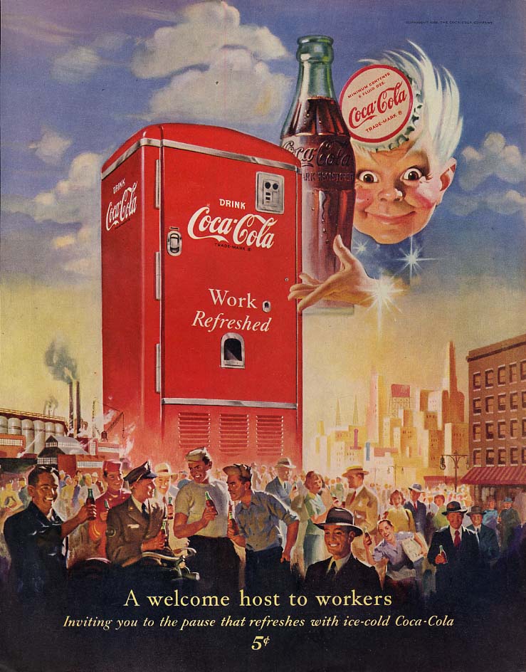 A welcome host to workers Coca-Cola / Gene Tierney for Chesterfield ad 1950