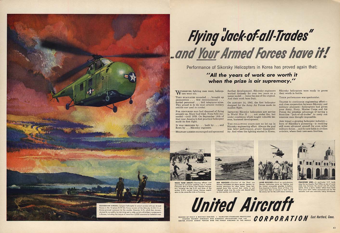 Flying Jack-of-all-Trades Sikorsky H-19 Helicopter United Aircraft ad ...