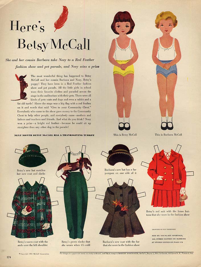 Betsy McCall & her cousin Barbara take Nosy paper doll page 10 1951