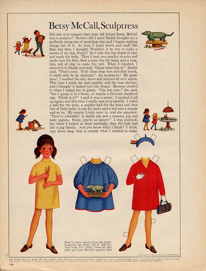 Betsy McCall, Sculptress paper doll page 2 1967