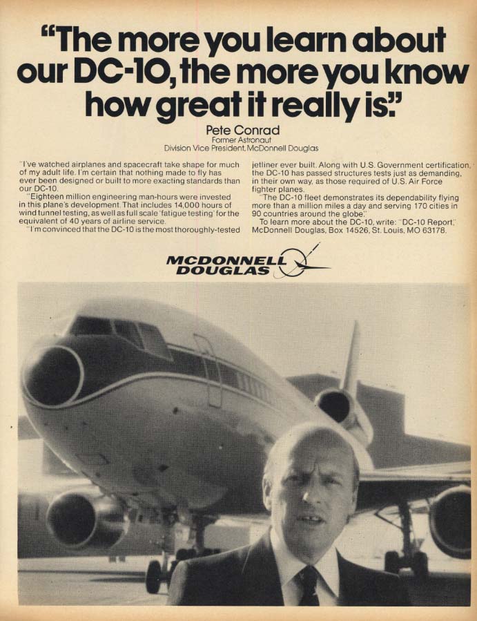 Astronaut Pete Conrad for McDonnell Douglas DC-10 ad 1980 Eb