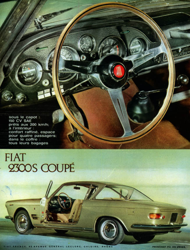 Sous le capot 150 CV SAE - Fiat 2300S Coupe ad 1962 in French