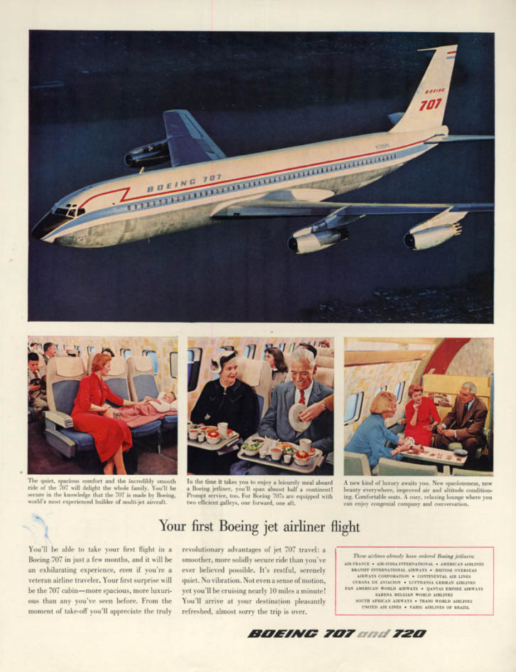 Your first Boeing 707 Jet Airliner Flight ad 1958 H