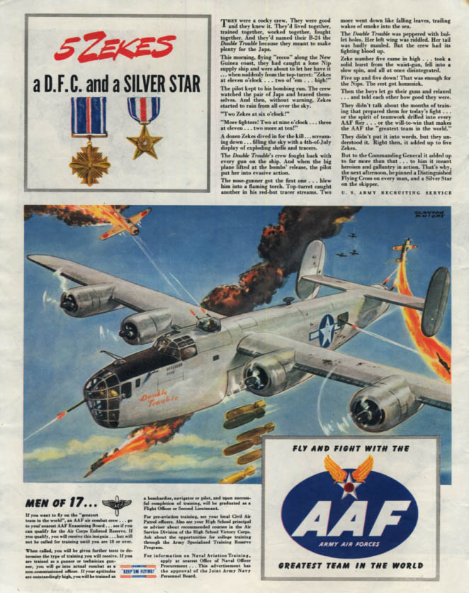 5 Zekes a DFC & a Silver Star B-24 Double Trouble Army Air Forces ad ...