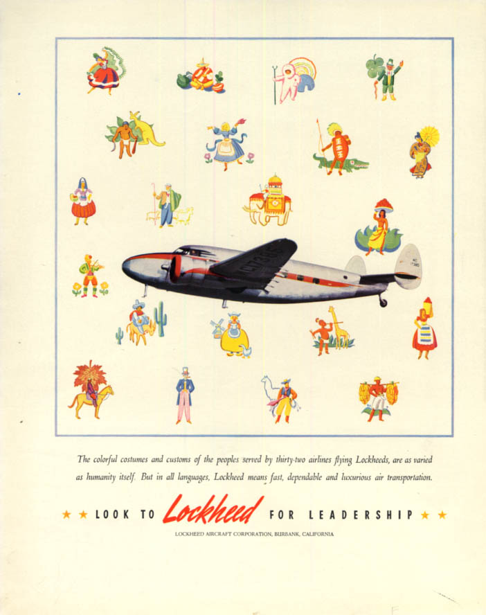 The colorful costumes & customs Lockheed Lodestar Model 18 ad 1940 F