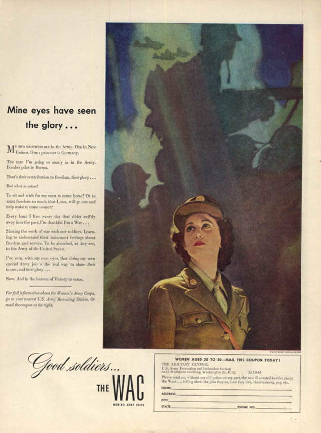 Mine eyes have seen the glory WAC Women's Army Corps recruitment ad 1944 L