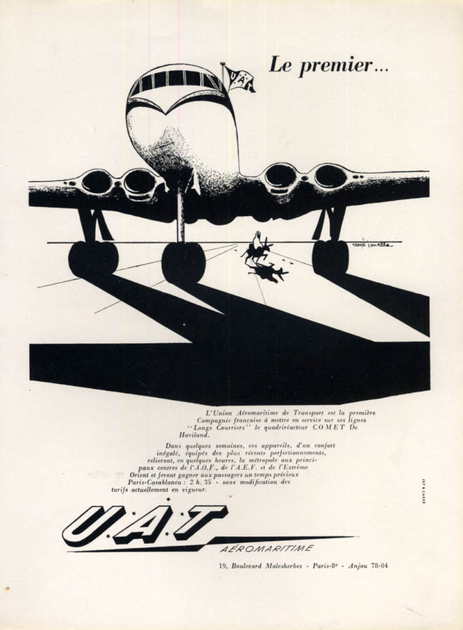 Le premier UAT Union Aromaritime de Transport de Havilland Comet ad 1952