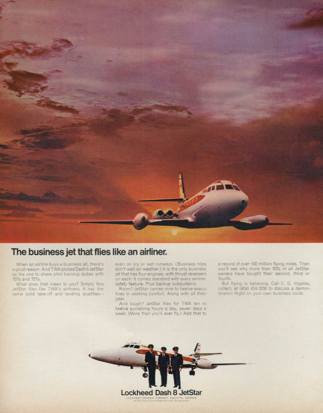 The business jet that flies like an airliner Lockheed Dash 8 Jetstar ad ...