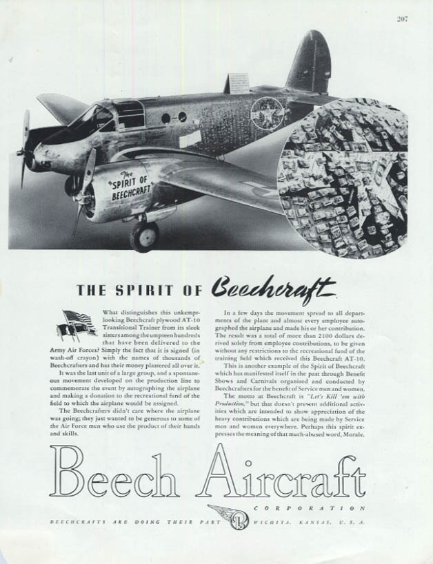 The Spirit of Beechcraft - The AT-10 Beech Aircraft ad 1943 F