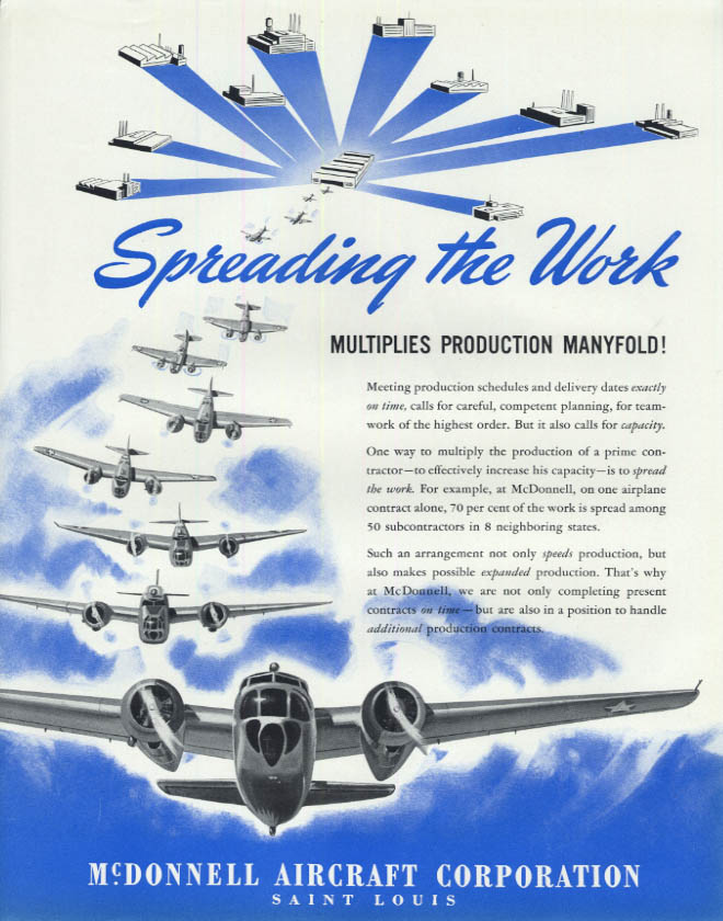 Spreading the Work multiplies production manyfold McDonnell Aircraft ad ...