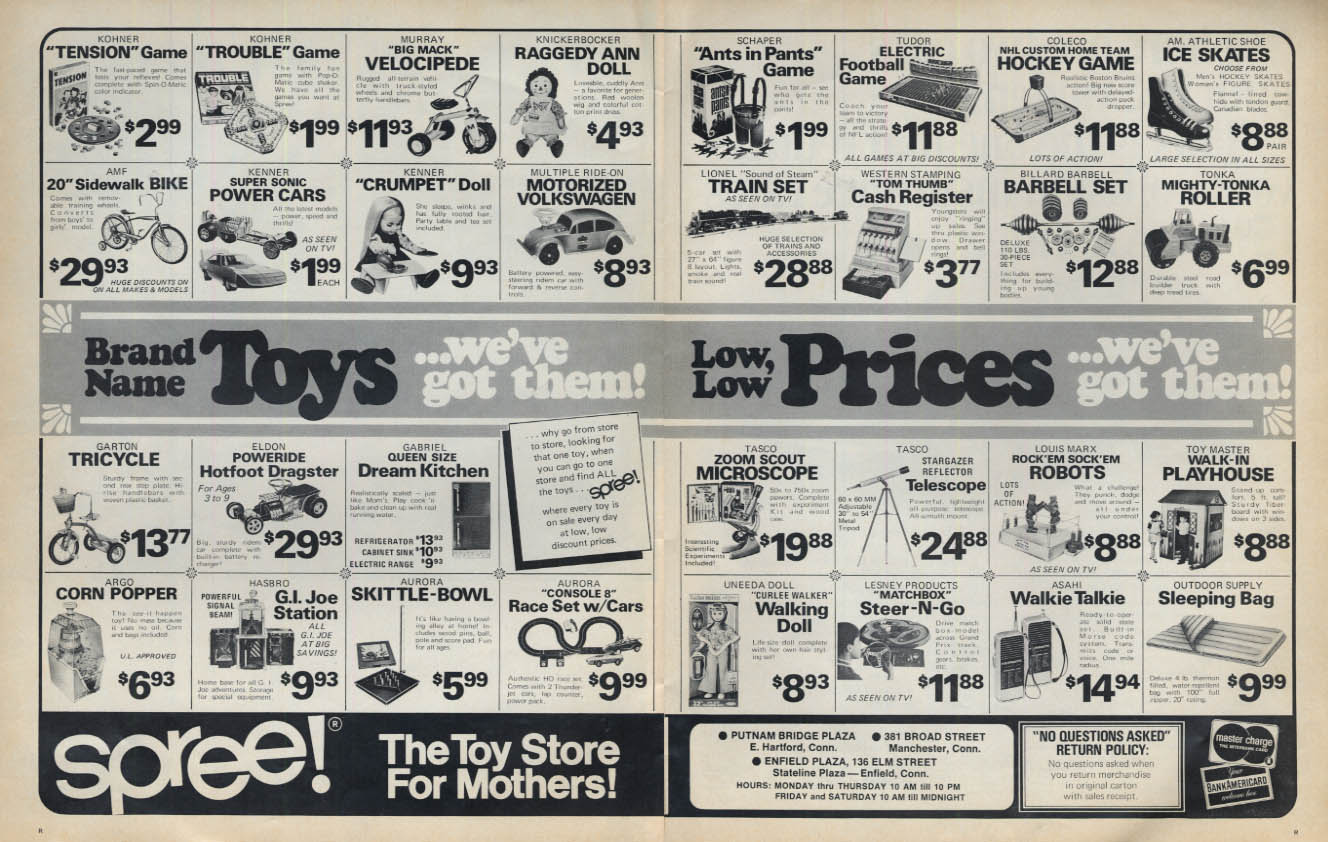 Spree! Toy Store ad 1971 AMF Kenner Tasco Marx Lesney Coleco Lionel ...