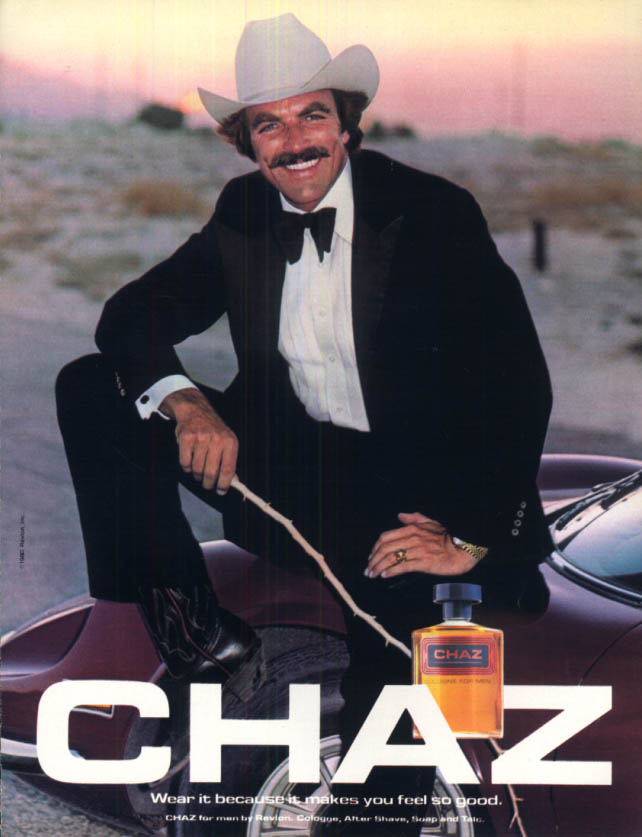 Wear it because it makes you feel so good Chaz Cologne ad 1980 Tom ...