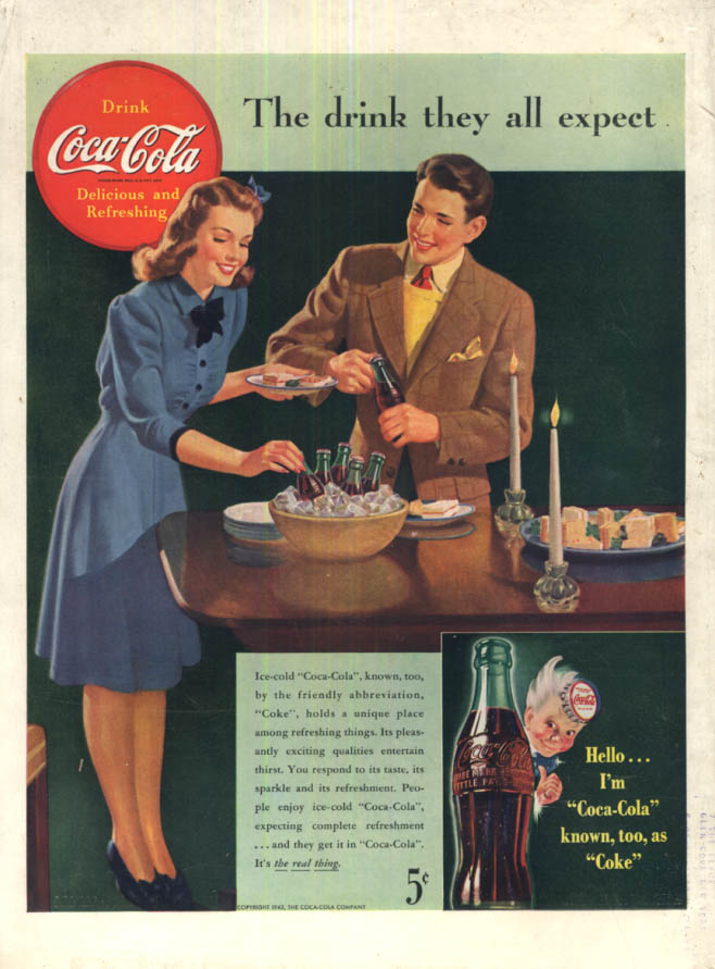 The drink they all expect - Coca-Cola dinner party ad 1942 L