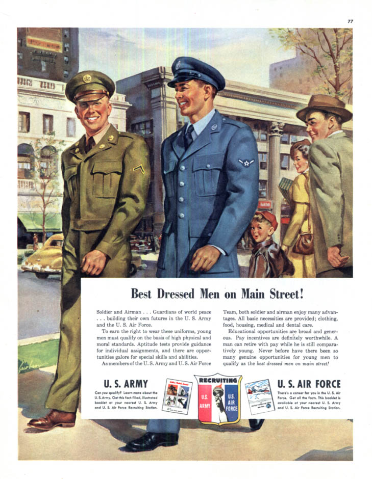 Best Dressed Men on Main Street US Army & US Air Force Corporals ad 1950