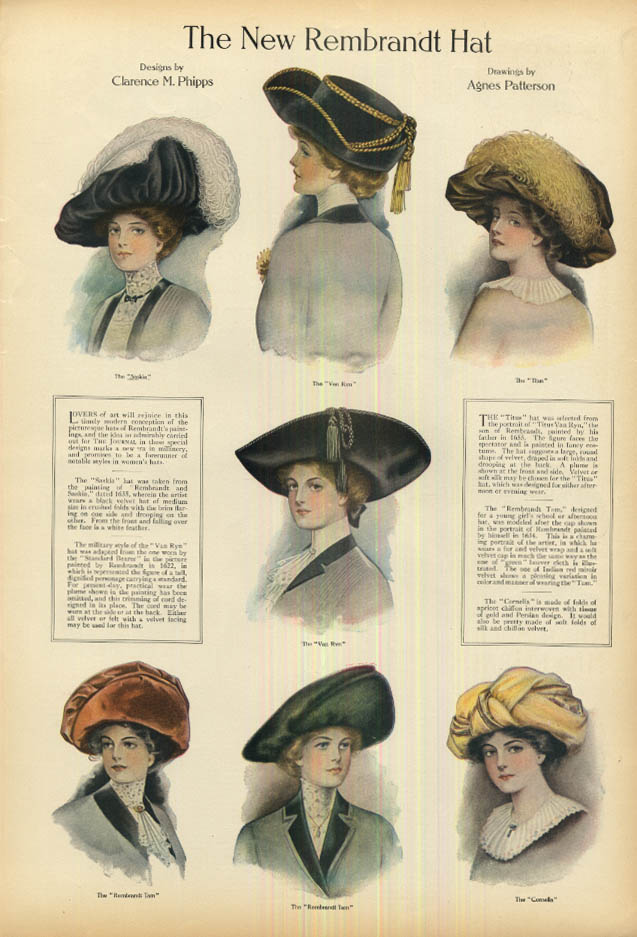 The Girls Everyday Hat by Hilder / The New Rembrandt Hat by Phipps 1910