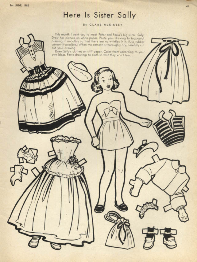 Here is Sister Sally by Clare McKinley paper doll page 1952