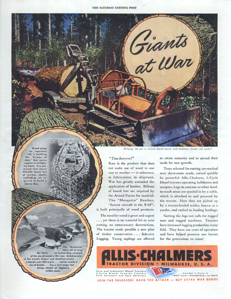 Giants at War - Allis-Chalmers Tractor ad 1943 SEP