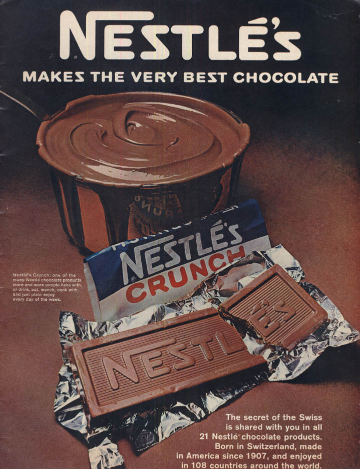 Nestle's makes the very best chocolate Nestle's Crunch ad 1967 L