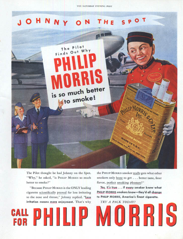 Johnny on the Spot - Philip Morris Cigarettes for Airline Pilots ad ...