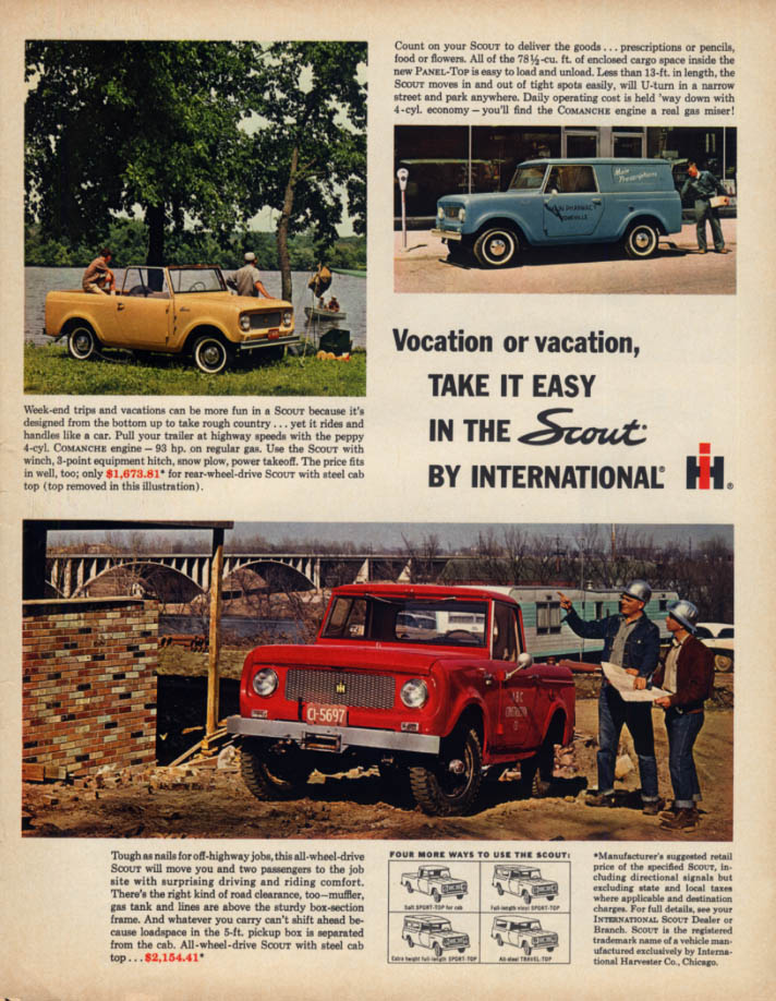 Vocation of vacation take it easy with International Scout ad 1962 LK