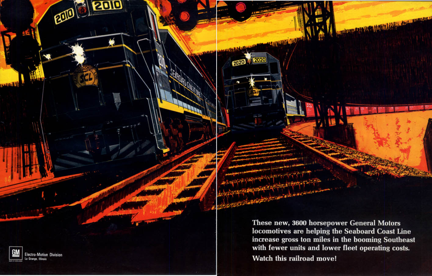 3600 HP GM EMD SD45 locomotives help Seaboard Coast Line RR ad c 1967 F