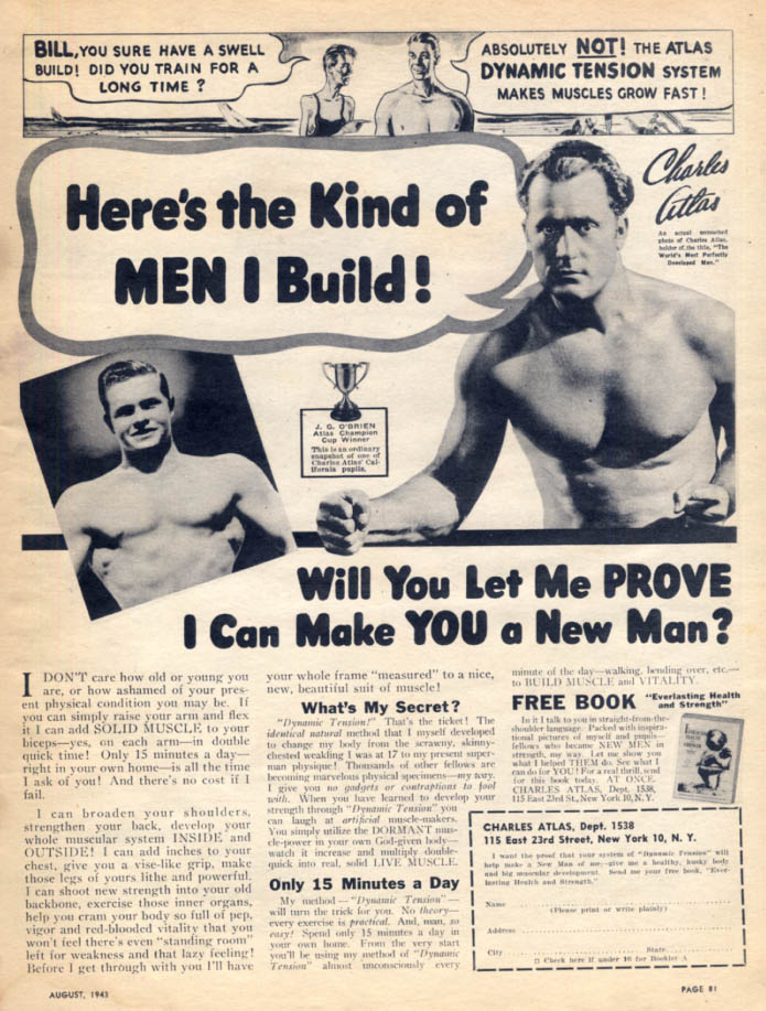 Here's the kind of MEN I build - Charles Atlas Dynamic Tension System ...