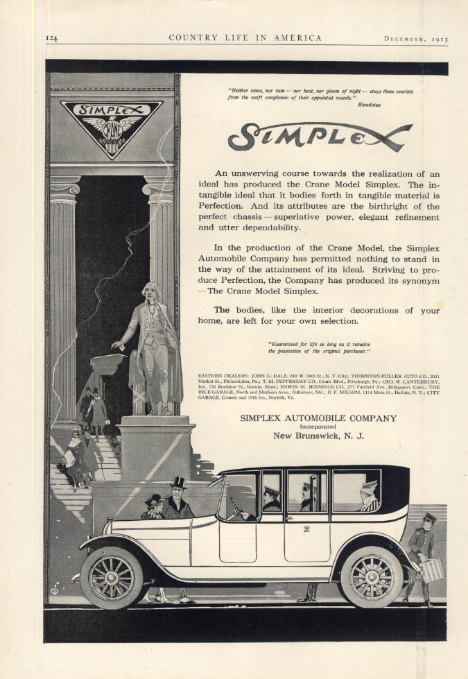 Unswerving course towards the ideal: Crane Simplex Limousine ad 1916 CL