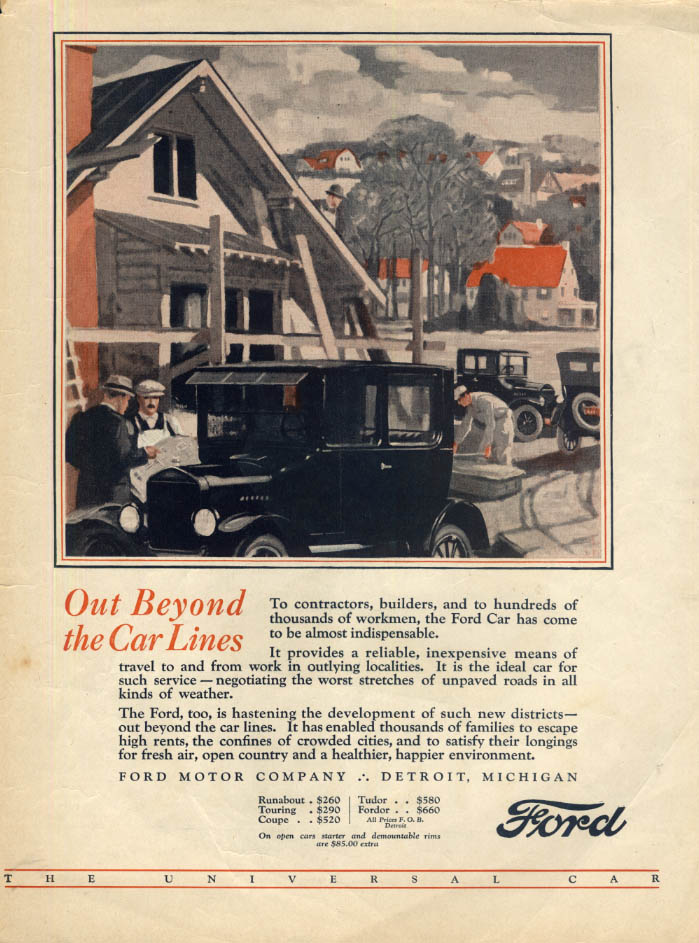 Out Beyond the Car Lines: Ford Model T ad 1925 Col