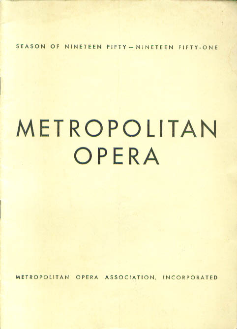 Tucker Steber Don Carlo Metropolitan Opera 1950 Program