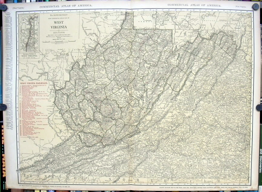 Rand McNally Commercial Map w/ Railroads 1920: West Virginia