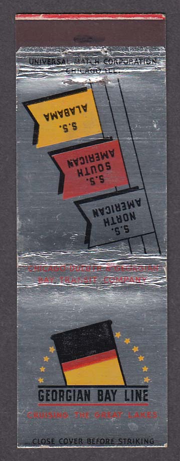 Georgian Bay Line SS North American South Alabama route map matchcover