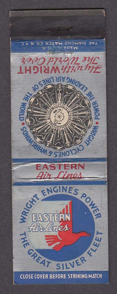 Wright Engines Power Eastern Air Lines Great Silver Fleet matchcover