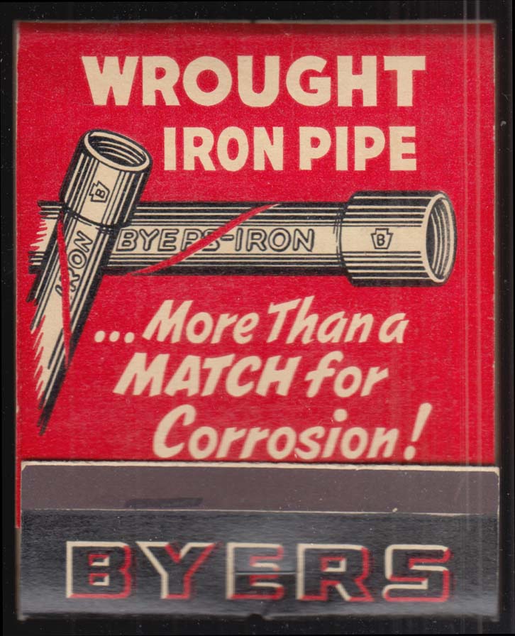 Byers Wrought Iron Pipe Pittsburgh PA feature matchbook