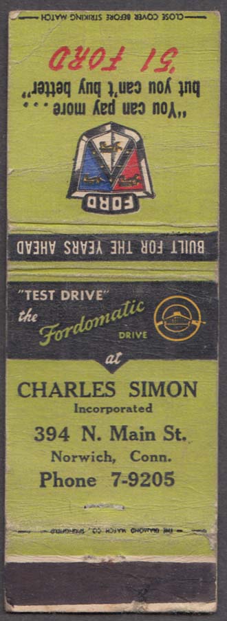 1951 Ford Fordomatic Drive Charles Simon 394 N Main St Norwich CT ...