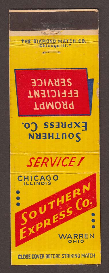 Southern Express Co Chicago IL Warren OH matchcover