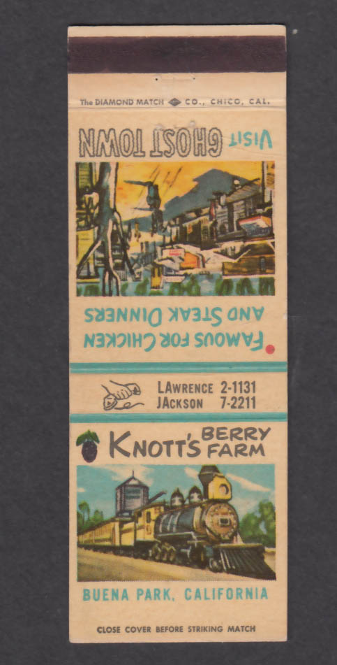 Knott's Berry Farm Buena Park CA Ghost Town matchcover